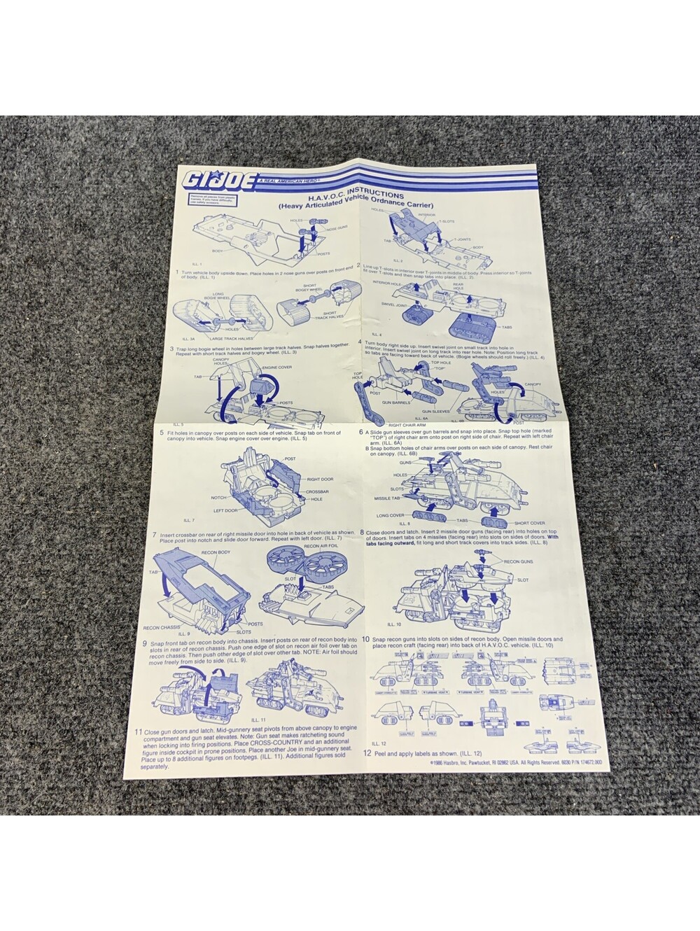 Vintage 1986 G.I. JOE Action Figure Toy H.A.V.O.C. Instructions Manual EUC